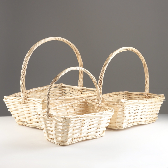 Набор корзин из 3 шт, 42х29х17/43 см, 37х26х15/37 см, 31х21х13/35 см, бежевый, ива Набор корзин из 3 шт, 42х29х17/43 см, 37х26х15/37 см, 31х21х13/35 см, бежевый, ива