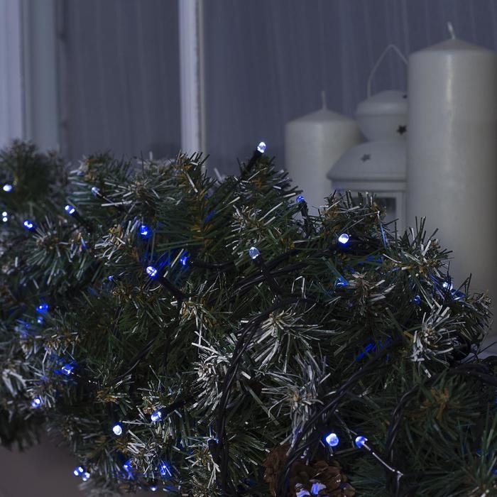 Гирлянда «Нить» 20 м, IP44, тёмная нить, 200 LED, свечение бело-синее, мигание, 220 В Гирлянда «Нить» 20 м, IP44, тёмная нить, 200 LED, свечение бело-синее, мигание, 220 В