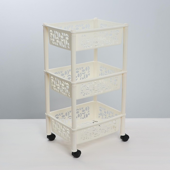 Этажерка напольная 3-х секционная Prima, на колёсиках, цвет МИКС Этажерка напольная 3-х секционная Prima, на колёсиках, цвет МИКС