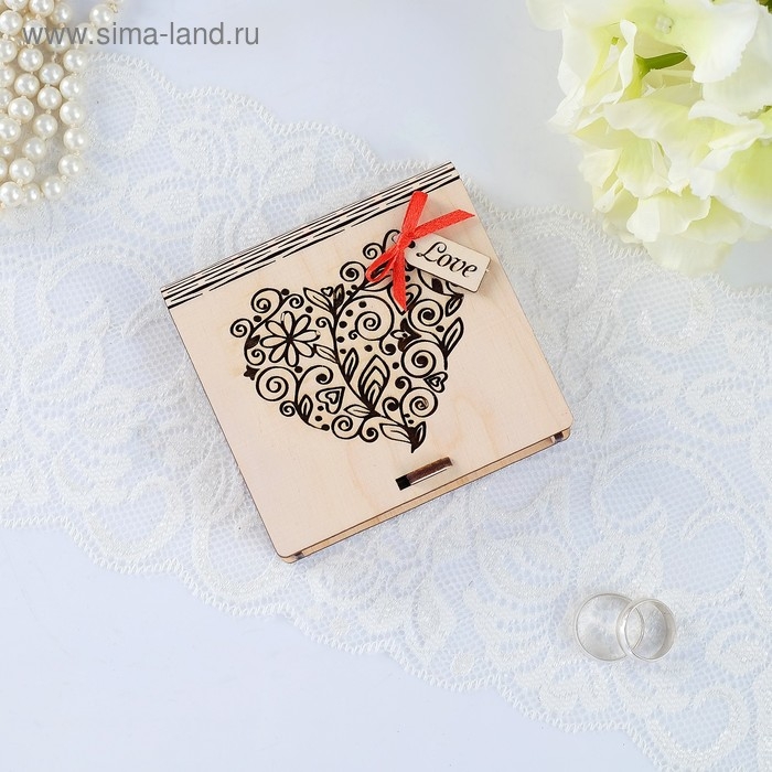 Шкатулка под кольца Шкатулка под кольца "Любовь", неокрашенная, 10х9,5х2,6 см