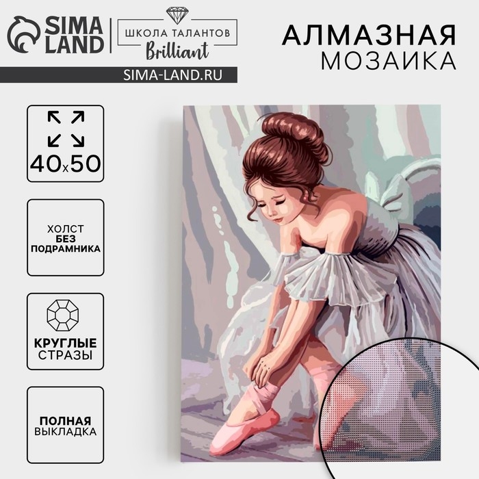 Алмазная мозаика с полным заполнением на холсте «Балерина», 40 х 50 см Алмазная мозаика с полным заполнением на холсте «Балерина», 40 х 50 см