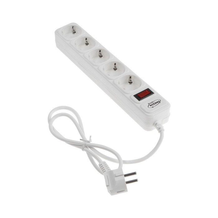 Сетевой фильтр Luazon Lighting, 5 розеток, 1.0 м, 2200 Вт, 3 х 0.75 мм2, 10 A, 220 В, белый Сетевой фильтр Luazon Lighting, 5 розеток, 1.0 м, 2200 Вт, 3 х 0.75 мм2, 10 A, 220 В, белый