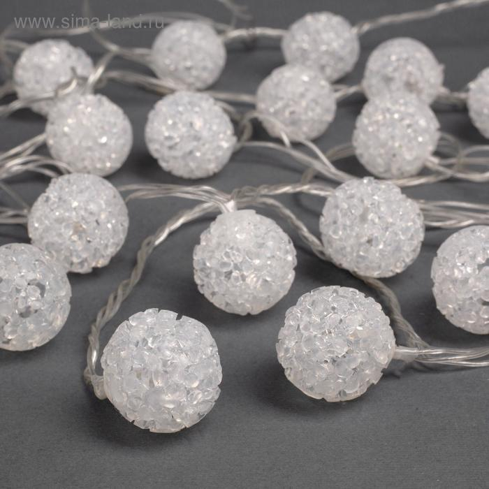 Гирлянда «Нить» 5 м с насадками «Шарики акриловые», IP20, прозрачная нить, 20 LED, свечение мульти (RG/RB), мигание, 220 В