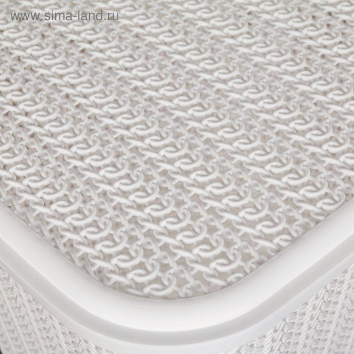 Корзина бельевая с крышкой «Вязь», 60 л, 44×36×52 см, цвет белый