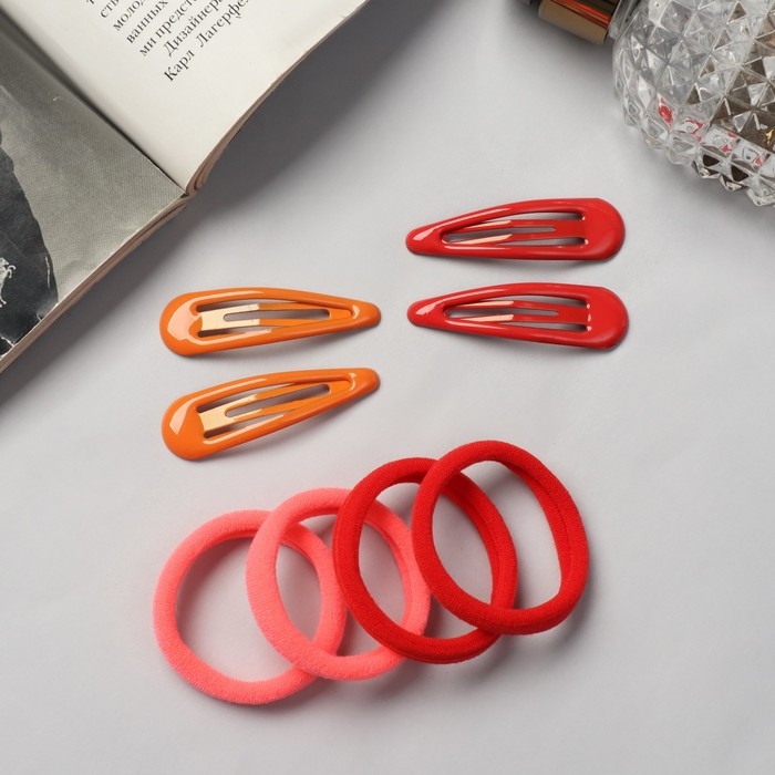 Набор для волос Набор для волос "Мира" (4 невидимки-5 см,8 резинок-3,5 см) красный