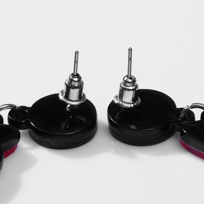 Серьги акрил &laquo;Привидение&raquo; с бантиком, цвет бело-розовый в чёрном металле