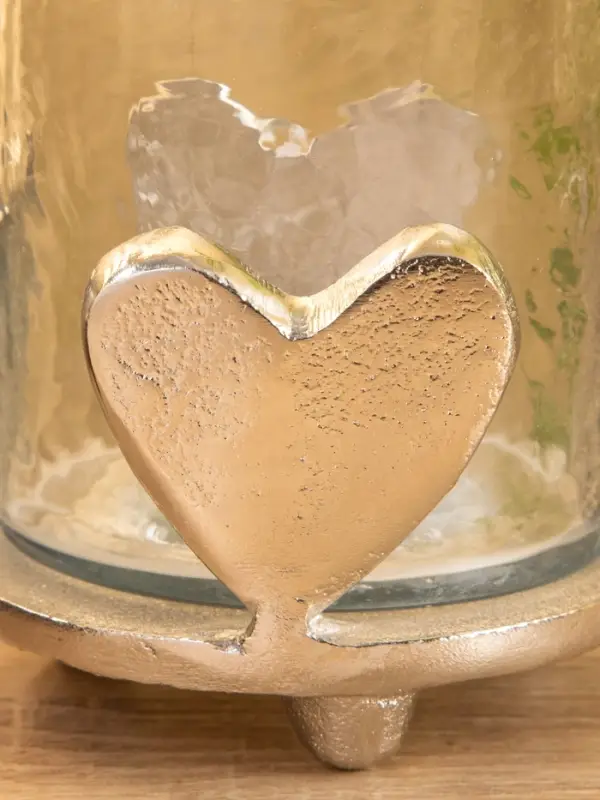 Подсвечник со стеклом &laquo;Сердце&raquo;, 10&times;10&times;10 см, алюминий