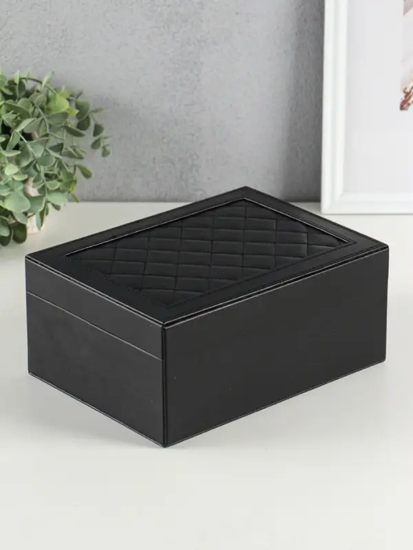 Шкатулка для украшений Netsai, 2 яруса, 17&times;23&times;10 см, чёрная