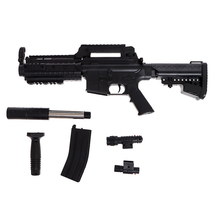 Детское оружие Автомат пневматический «М4А4», с лазером и фонариком Детское оружие Автомат пневматический «М4А4», с лазером и фонариком