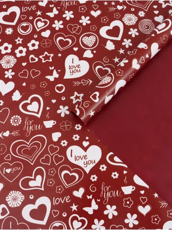 Бумага упаковочная глянцевая &laquo;Сердце&raquo;, двусторонняя, 70&times;100 см
