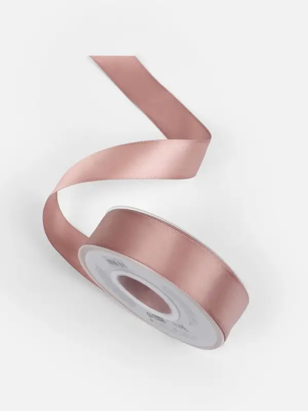 Лента атласная TEIRA, двухсторонняя, 25 мм, 25&plusmn;1 м, бежевая