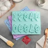 Форма для шоколада Доляна &laquo;Цифры&raquo;, силикон, 26&times;21 см, 10 ячеек (7&times;4 см), МИКС
