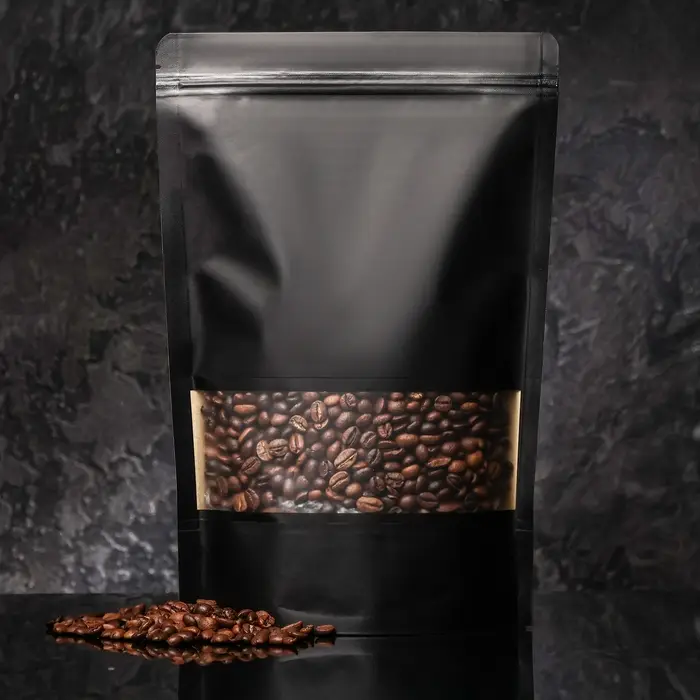 Пакет Zip-lock Крафт с прямоугольным окном, чёрный,20×30×5 см