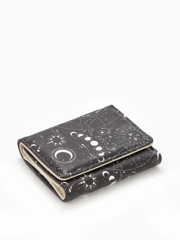 Кошелёк женский на кнопке, 10.5&times;2.5&times;8.5 см, чёрный/белый