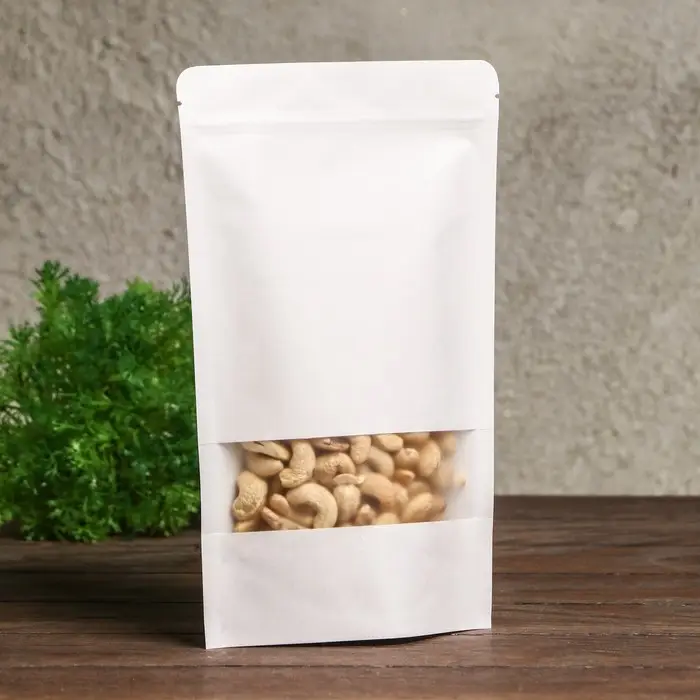 Пакет Zip-lock Крафт, белый, с прямоугольным окном 20×30 см