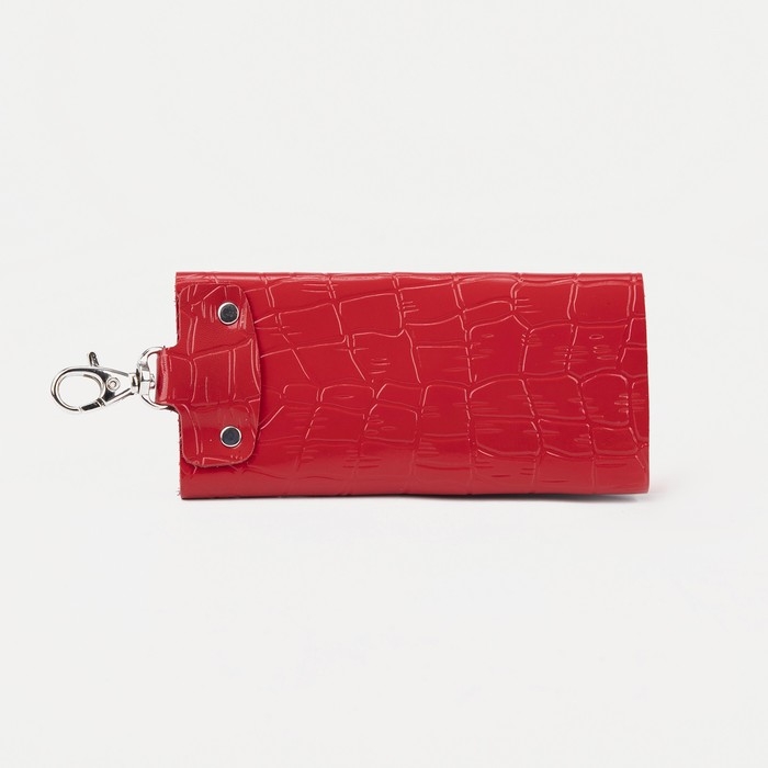 Ключница карманная на кнопке, длина 11 см, 7 карабинов, цвет красный Ключница карманная на кнопке, длина 11 см, 7 карабинов, цвет красный