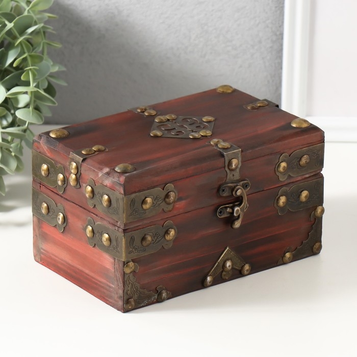 Шкатулка сундук дерево "Аделина" красная 17,5х11х9,5 см