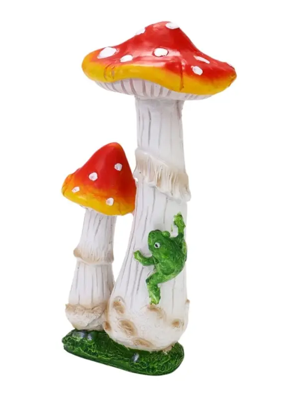 Садовая фигура из полистоуна &laquo;Мухомор с лягушкой&raquo;, 13&times;13&times;32 см