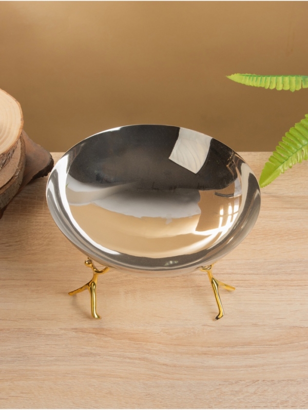 Салатник на подставке «Дуэт», 20×20×12 см, нержавеющая сталь, латунь Салатник на подставке «Дуэт», 20×20×12 см, нержавеющая сталь, латунь