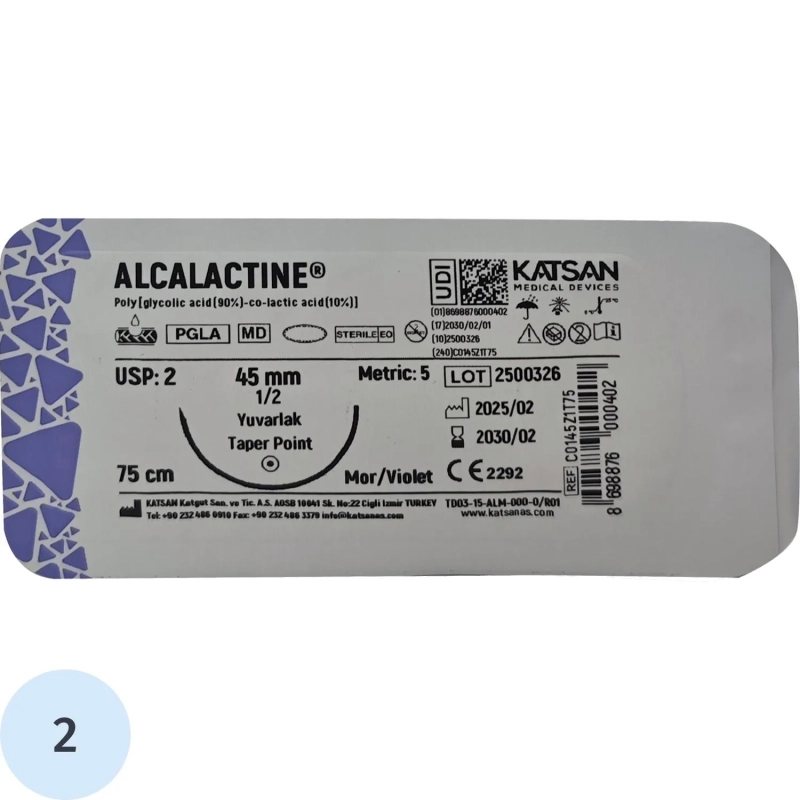 Шовный материал ALCALACTINE 2 75см, колющ. 45мм 1/2 12шт C0145Z1T75