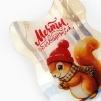 Блюдо новогоднее плоское &laquo;Счастливого года&raquo;, бант, 13.5&times;18 см, стекло
