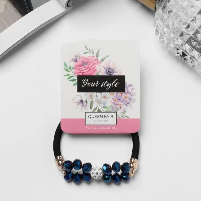 Резинка для волос Резинка для волос "Хрустальная" синие камни