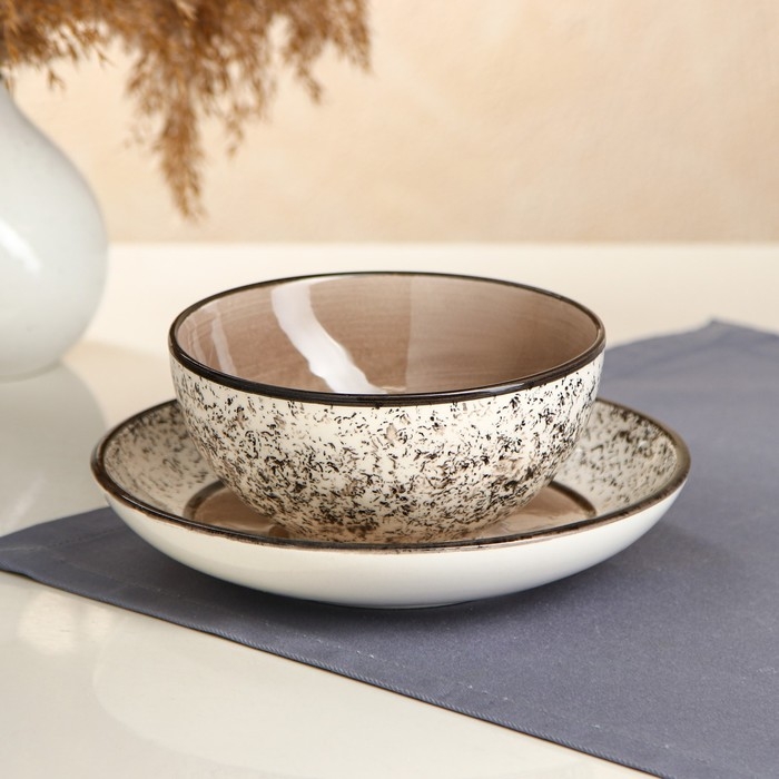 Набор посуды  Набор посуды "Классика", керамика, серый, 2 предмета, Иран