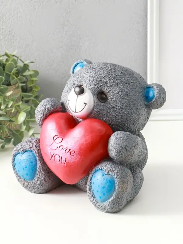 Копилка для денег &laquo;Мишка с сердцем&raquo;, серый, 20&times;18&times;20 см