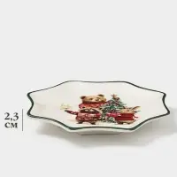 Тарелка сервировочная новогодняя Доляна &laquo;Сказки зимнего леса&raquo;, 20&times;20&times;2.3 см, доломит, белая