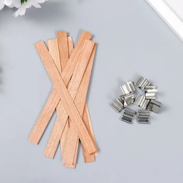 Фитиль для свечи дерево с металлическим держателем 1,3х15 см