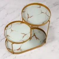 Органайзер для хранения, 3 секции, 30&times;17&times;26.5 см, цвет золотистый, белый