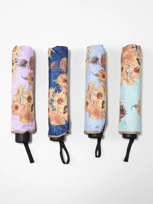 Зонт механический &laquo;Подсолнухи&raquo;, эпонж, 4 сложения, 8 спиц, R=48/55 см, d=96 см, МИКС