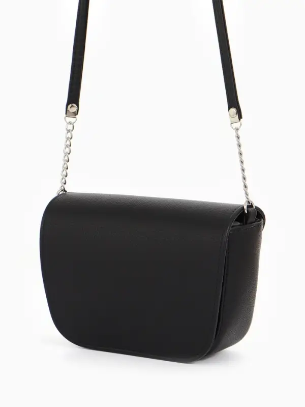 Сумка женская мессенджер TEXTURA на магните, 15&times;6&times;13 см, чёрная