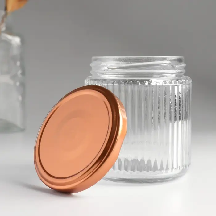 Банка для свечей стеклянная с крышкой &laquo;Вертикальные полоски&raquo; прозрачная 275 мл 7.5&times;7.5&times;8.5 см