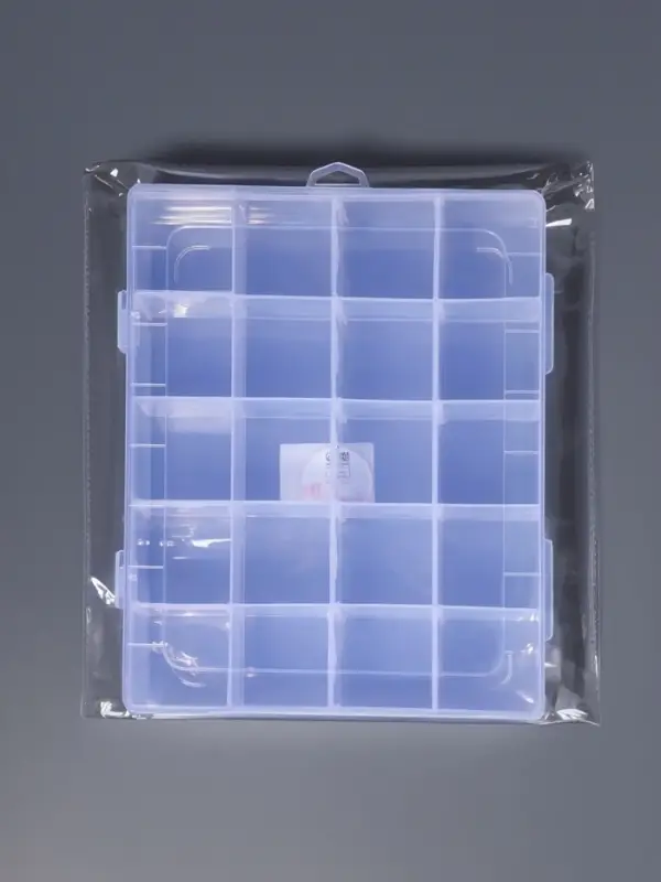 Органайзер для хранения мелочей, передвижные ячейки, 20 ячеек, 20.8&times;17.5&times;4 см, прозрачный