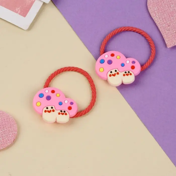 Резинка для волос  Резинка для волос "Крошка" (набор 2 шт) грибочки,3 см ,розовый