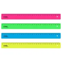 Линейка 30 см Стамм Neon, пластиковая, непрозрачная, неоновые цвета, европодвес, микс (цена за 1 шт.)