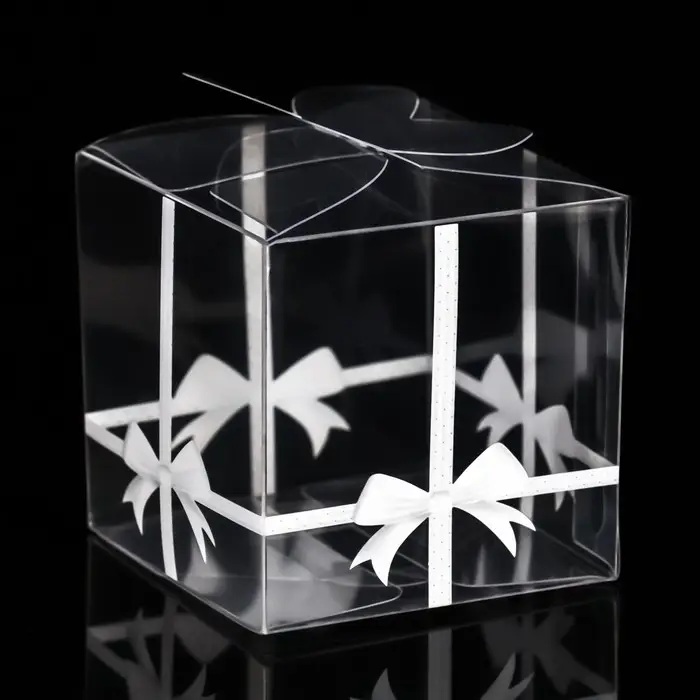 Складная прозрачная коробка из PVC, для упаковки подарков, «Бант в горошек», 5×5×5 см Складная прозрачная коробка из PVC, для упаковки подарков, «Бант в горошек», 5×5×5 см