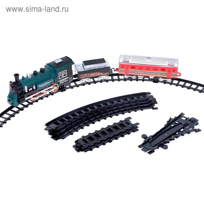 Железная дорога «Классический поезд», свет и звук, с дымом, работает от батареек, цвета МИКС Железная дорога «Классический поезд», свет и звук, с дымом, работает от батареек, цвета МИКС