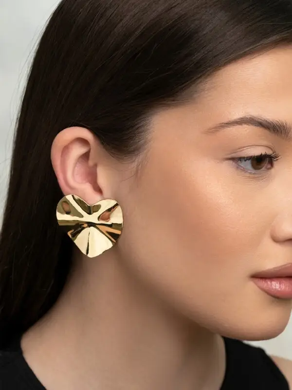 Серьги клипсы для ушей QF &laquo;Тренд. Сердечко&raquo;, металл, цвет золото