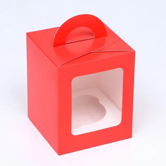 Коробка для 1 капкейка, красная, 9.2×9.2×11.1 см Коробка для 1 капкейка, красная, 9.2×9.2×11.1 см