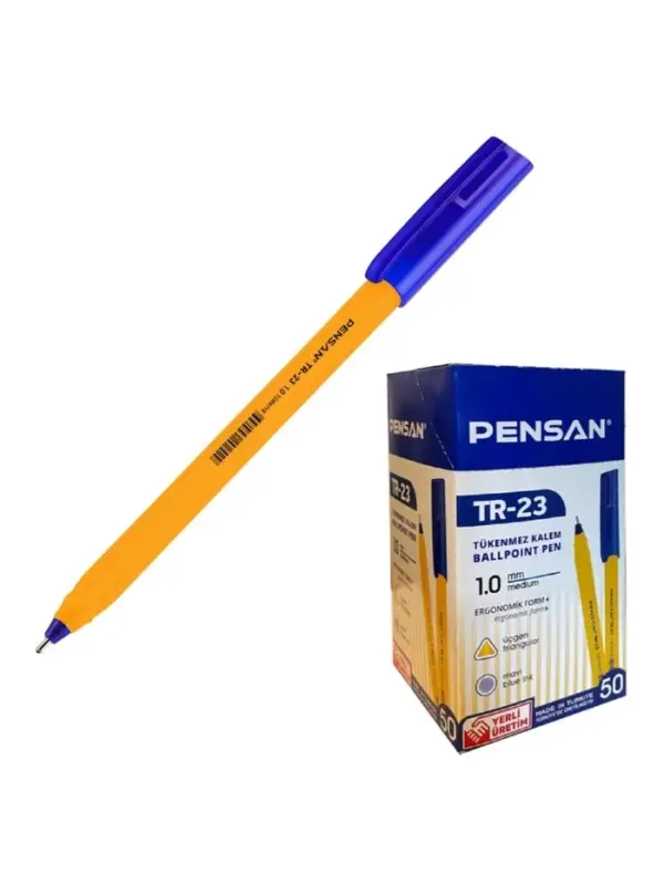 Ручка шариковая Pensan. ТR-23, синий стержень, игольчатый узел 1 мм, на масляной основе, треугольный корпус
