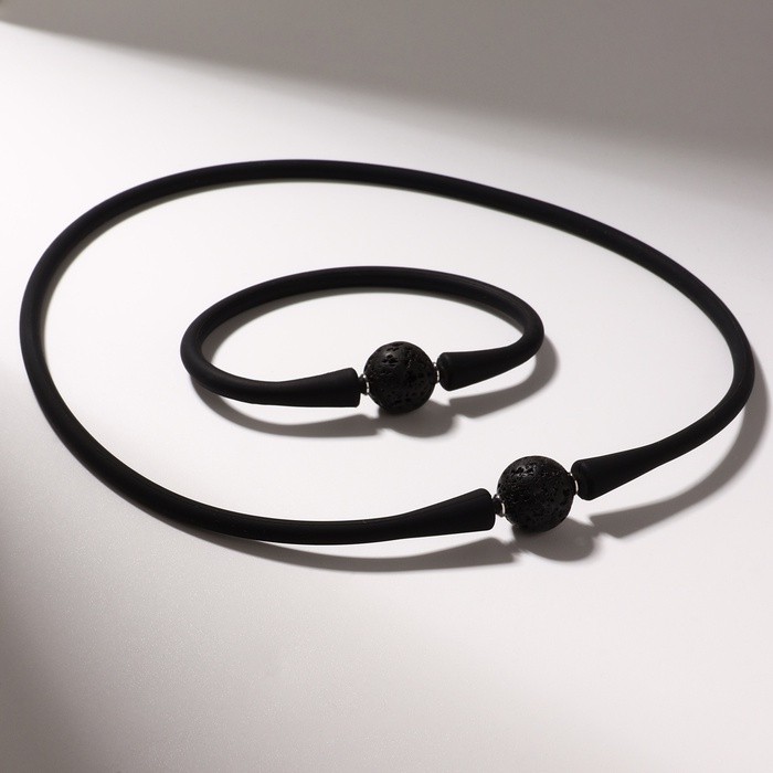 Набор 2 предмета: чокер, браслет «Лава» каучук, цвет чёрный Набор 2 предмета: чокер, браслет «Лава» каучук, цвет чёрный
