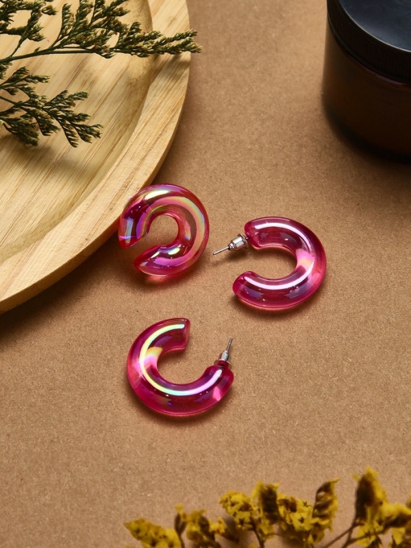 Набор серьги и каффы 3 шт «Нежность» капля, цвет розовый в серебре