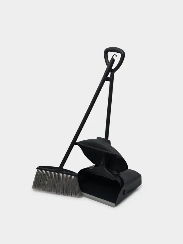 Щётка для пола, с совком-ловушкой, с крышкой, серая