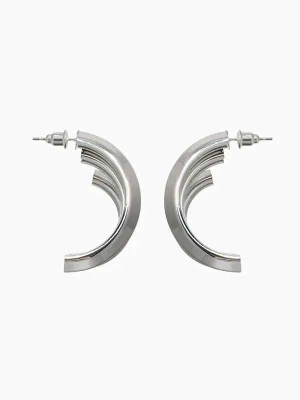 Серьги металл &laquo;Трио&raquo;, на увеличение, цвет серебро