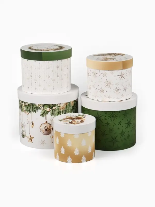 Набор подарочных коробок 5 в 1 «Золотые шары», 13×14‒19.5×22 см Набор подарочных коробок 5 в 1 «Золотые шары», 13×14‒19.5×22 см