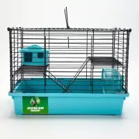 Клетка для грызунов &laquo;Пижон&raquo;, 38&times;27&times;27 см, складная, домик, миска, колесо, бирюзовая