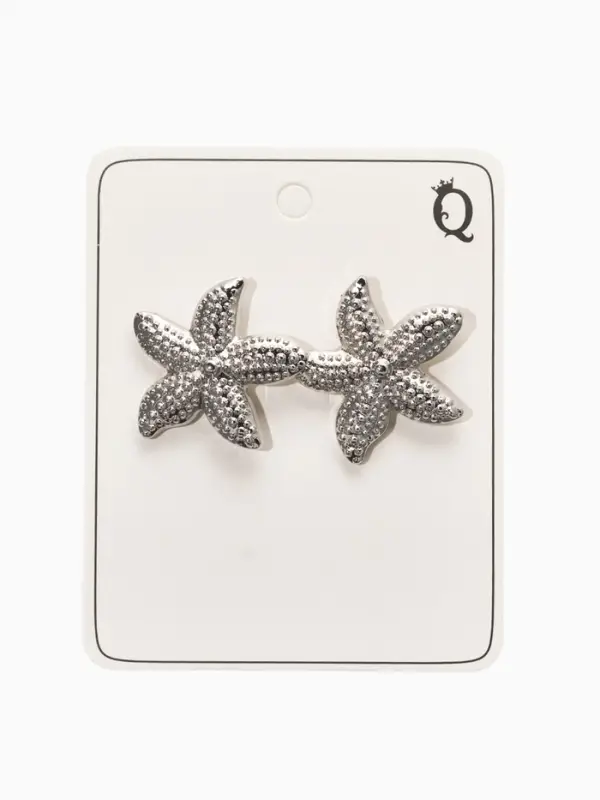 Серьги металл Серьги металл "Морская звезда", цвет серебро