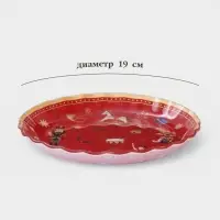 Блюдо сервировочное новогоднее &laquo;Щелкунчик&raquo;, d=19 см, с бортиком, стекло, красное